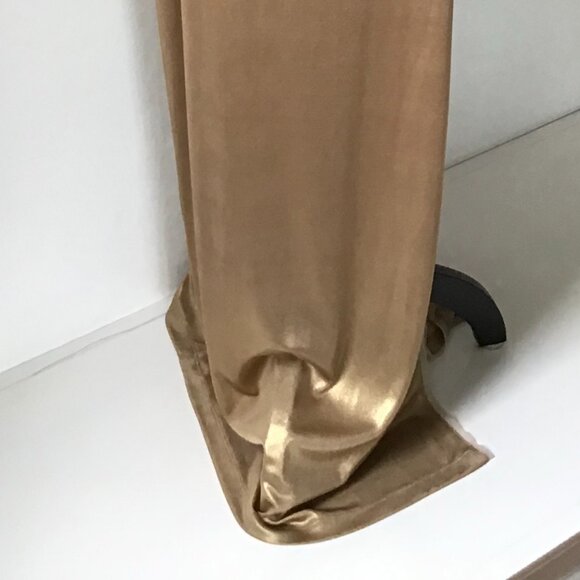 Long Elegant Gold Max Azria Dress with Perfect Draping - Picture 6 of 8